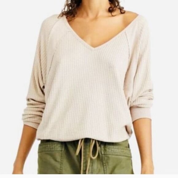 Free people santa clara thermal top, alabaster size xs - Picture 2 of 6